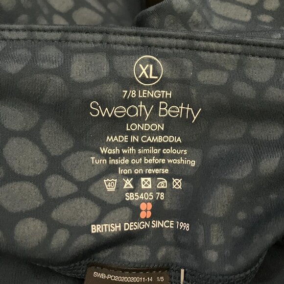 Sweaty Betty Womens Croc Print Embossed 7/8 Athletic Leggings XL Teal Blue NWT - Picture 11 of 13